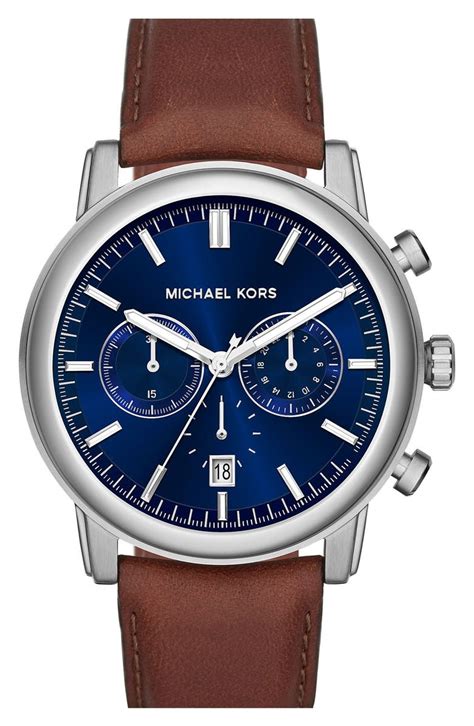 michael kors pennant chronograph leather strap watch 43mm|Michael Kors Pennant 43mm Embossed Leather Strap Watch, .